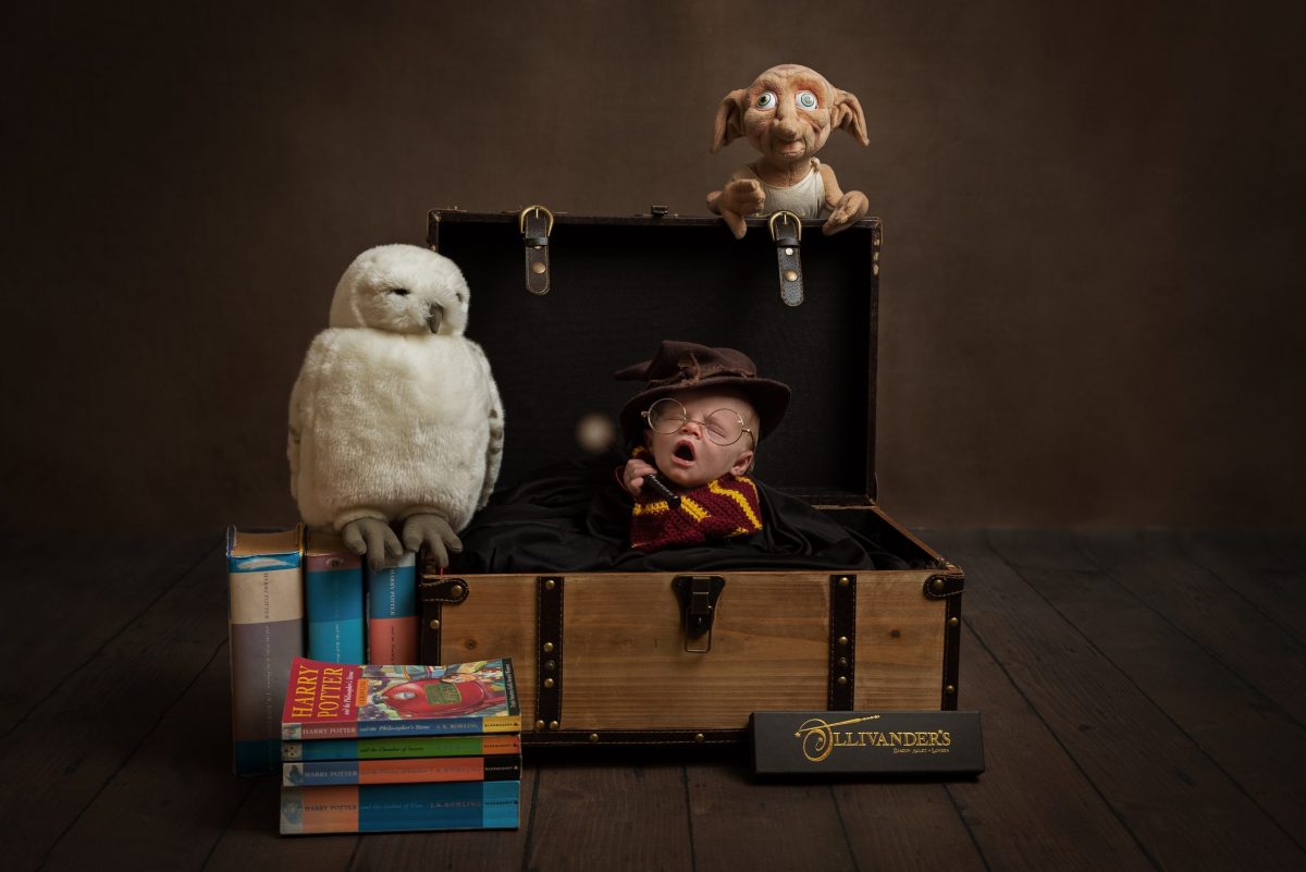 harry potter themed newborn photoshoot
